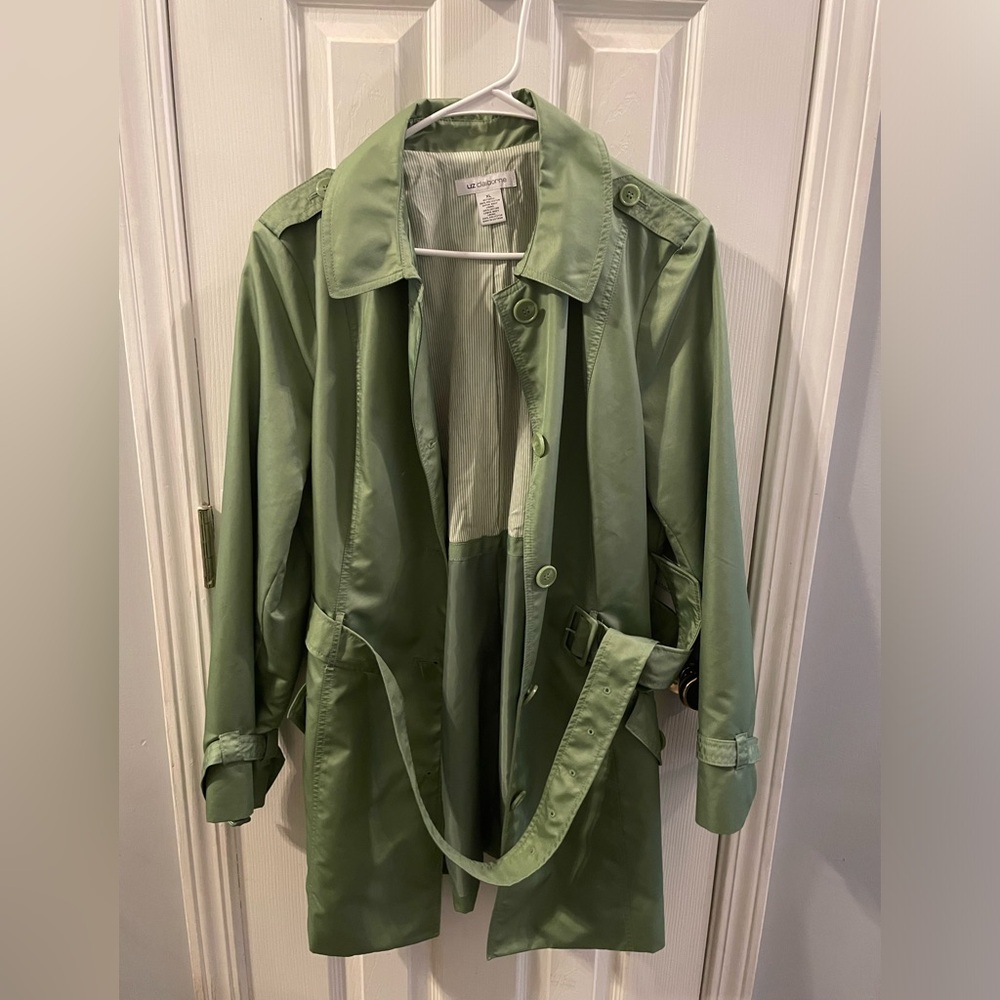 Liz Claiborne trench coat size XL green NWT